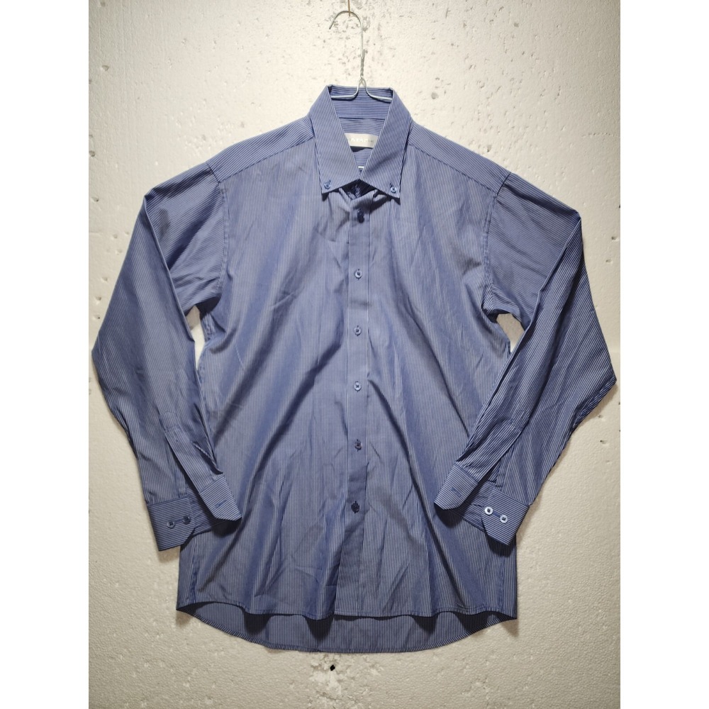 Paco Rabanne Shirt Men 100 Blue White Stripe Dress‎ Solid Casual Adult Button Up